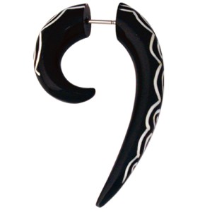 Pseudo-Piercing-Spirale aus Wasserbüffelhorn, mit Einlagen