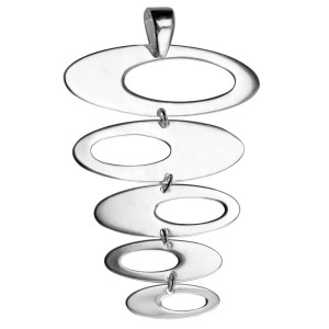 Kettenanhänger mit 5 untereinander hängenden Ovalen, gefertigt aus 925er Silber