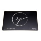 Visitenkarte aus Edelstahl schwarz mit Gravur 0,5mm dick